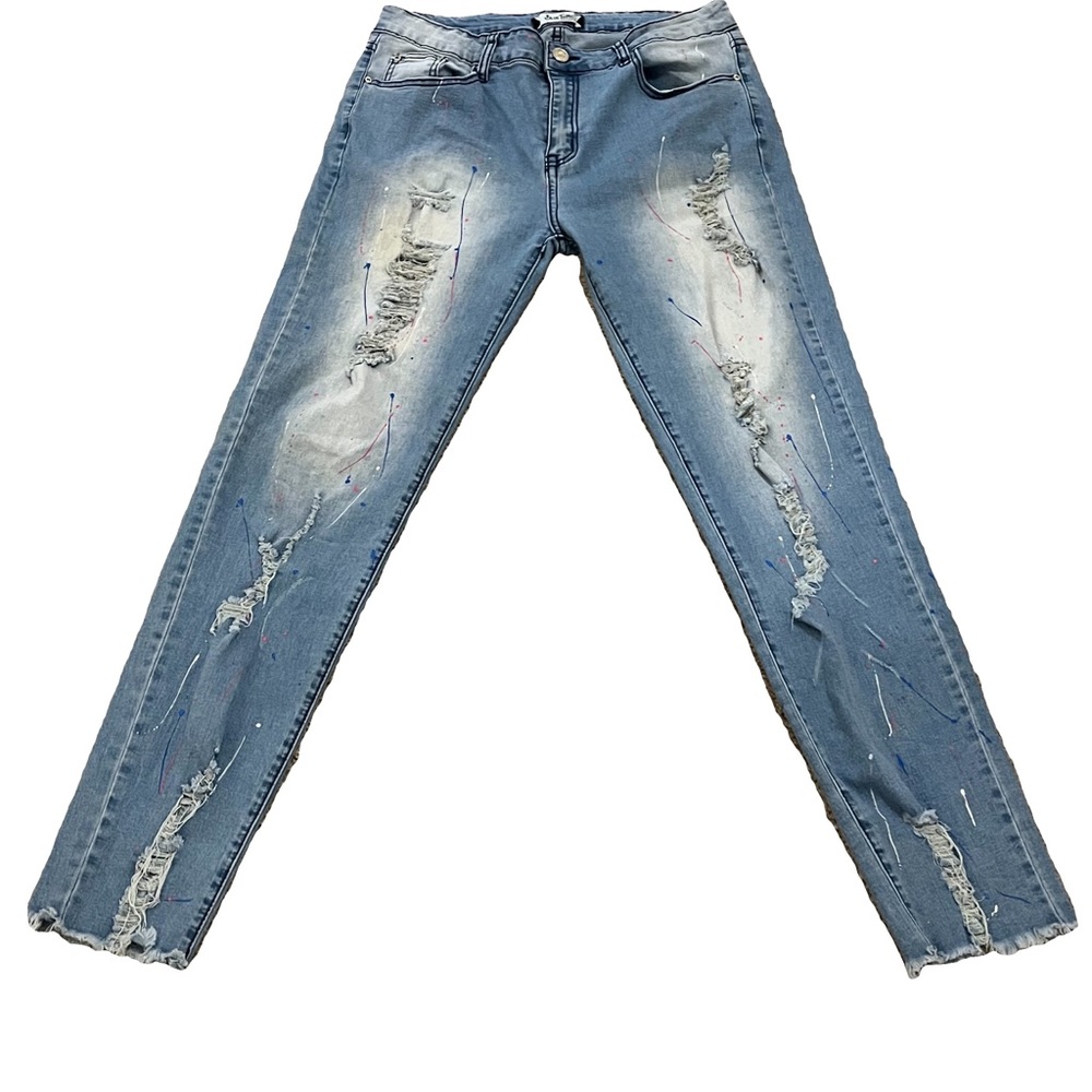 Women’s Paint Design Distressed Jeans